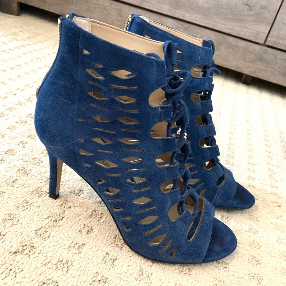 Karl Lagerfeld Blue Suede Booties